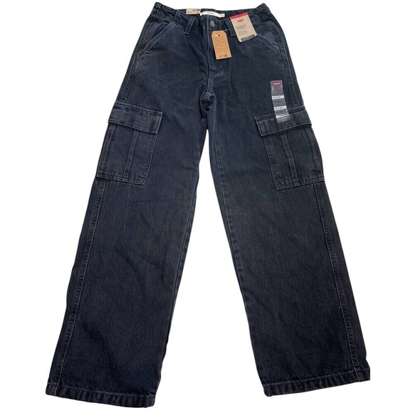 Levi's '94 Wide Baggy Black Cargo Y2K Cotton Jeans Adjustable Hem 24 x 3… - Picture 14 of 14